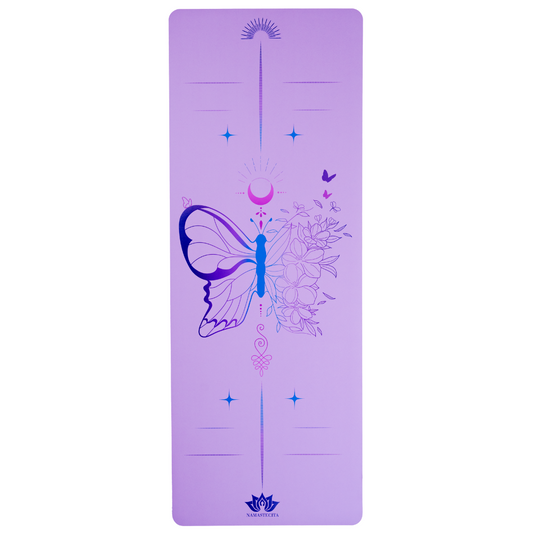 esterilla de yoga antideslizante premium diseño vida en tecnicolor mariposa lavanda con tinta de color
