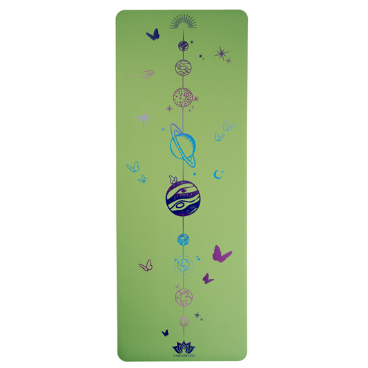 esterilla de yoga antideslizante premium diseño mi universo oliva con tinta de color