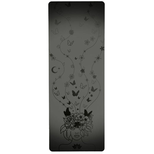 esterilla de yoga antideslizante premium diseño cabeza llena de sueños negro con grabado láser
