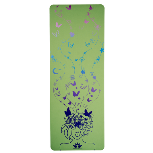 esterilla de yoga antideslizante premium diseño cabeza llena de sueños oliva con tinta de color