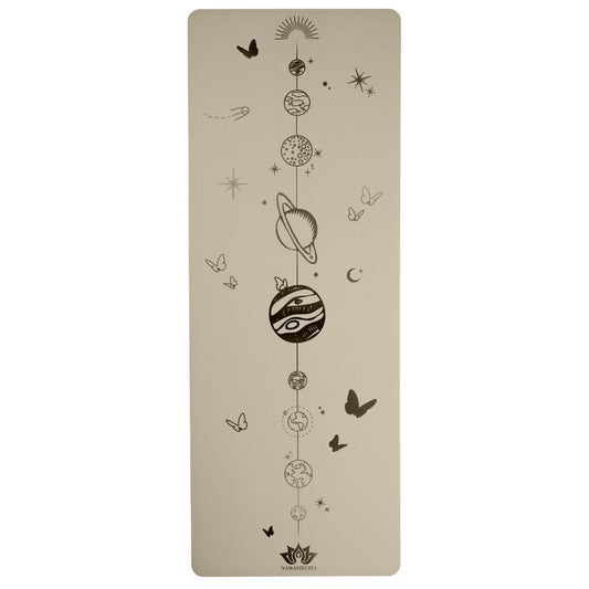 esterilla de yoga antideslizante premium diseño mi universo beige con grabado láser