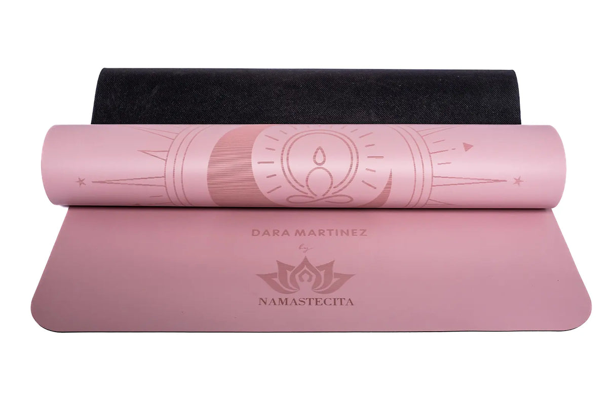 esterilla de yoga antideslizante premium diseño dara rosa con grabado láser