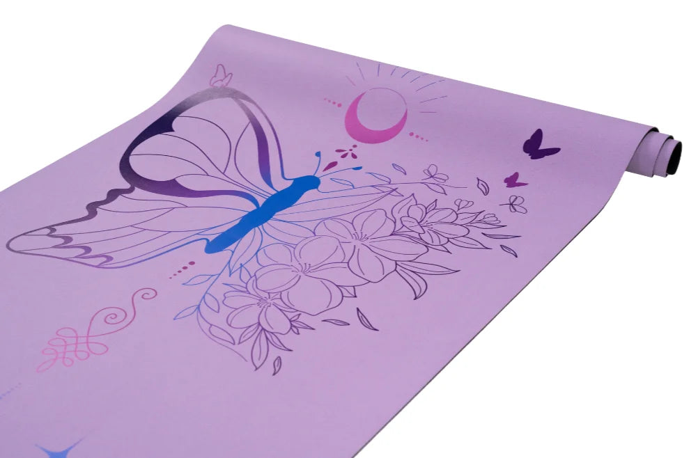 esterilla de yoga antideslizante premium diseño vida en tecnicolor mariposa lavanda con tinta de color