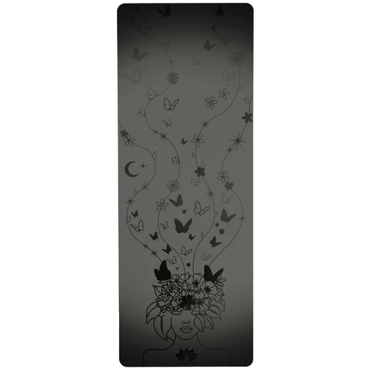 esterilla de yoga antideslizante premium diseño cabeza llena de sueños negro con grabado láser