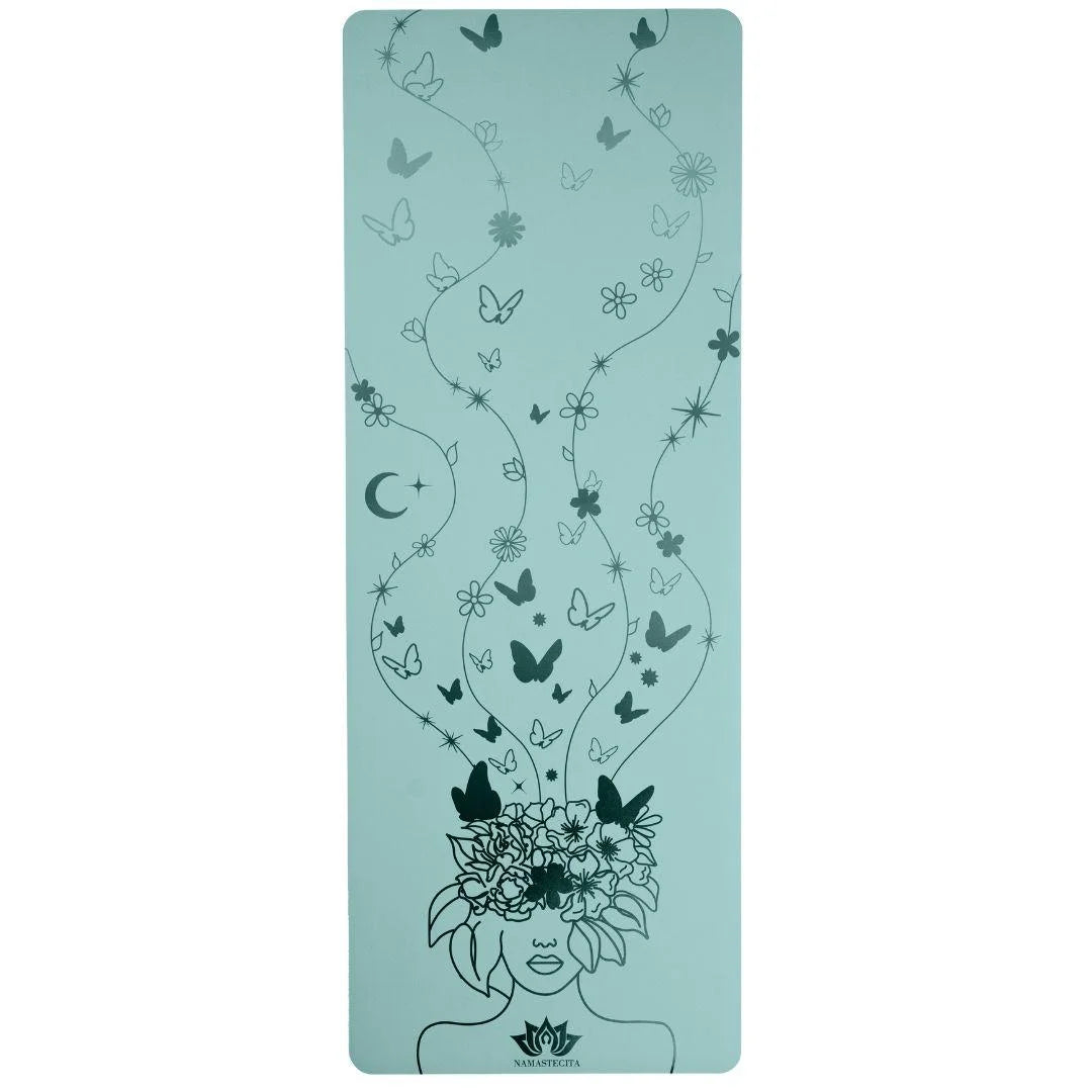 esterilla de yoga antideslizante premium diseño cabeza llena de sueños turquesa con grabado láser