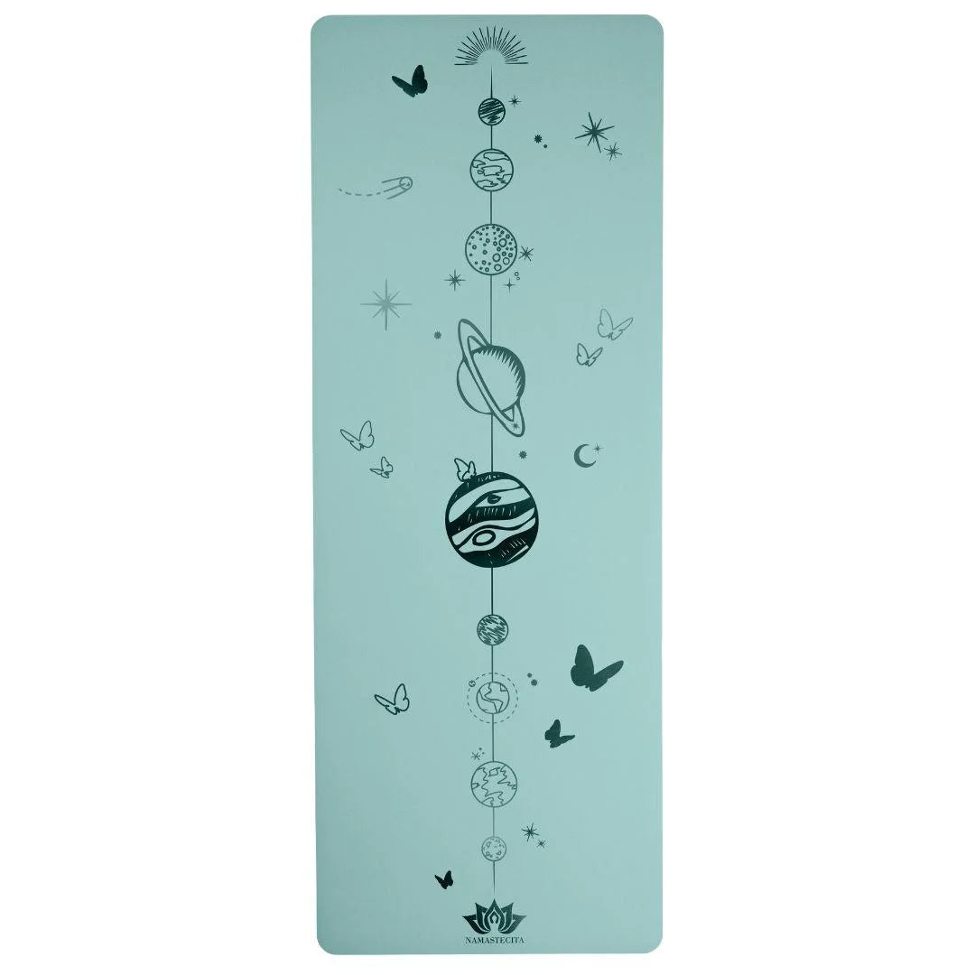esterilla de yoga antideslizante premium diseño mi universo turquesa con grabado láser