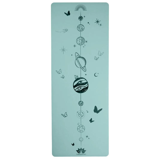 esterilla de yoga antideslizante premium diseño mi universo turquesa con grabado láser